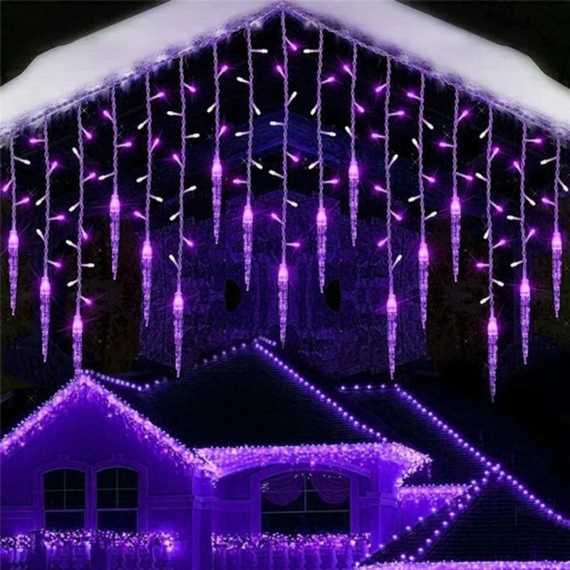 Christmas Garland LED Icicle Curtain String Lights Droop Outdoor Garden Street Wedding Decorative lighting Steady on