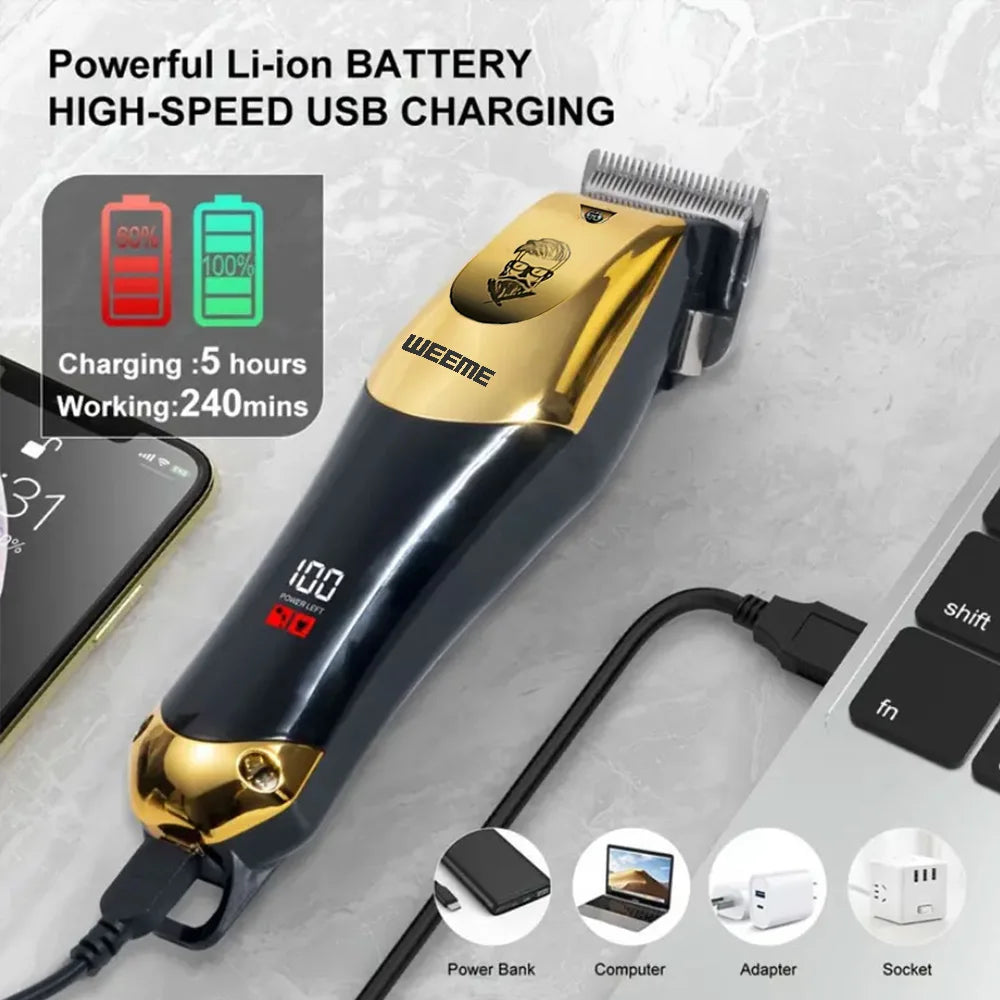 Máquina de cortar cabelo elétrica vintage masculina T9, aparador de barba/cabelo recarregável…